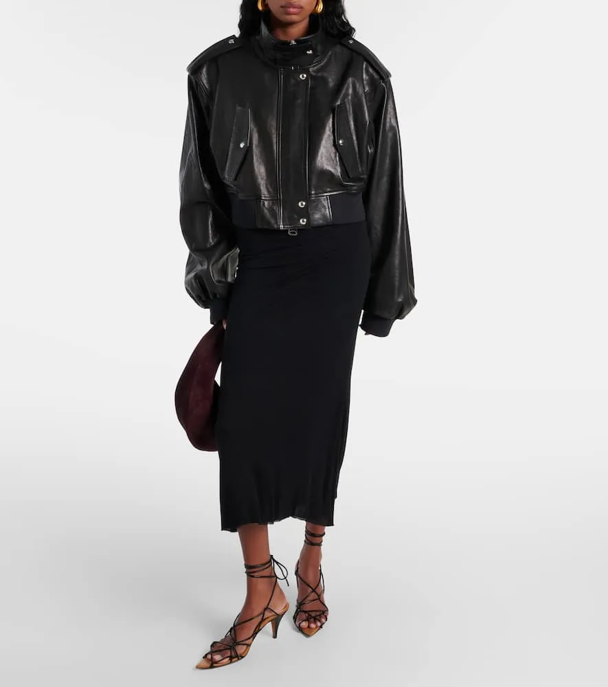 Khaite Kember cropped leather bomber jacket