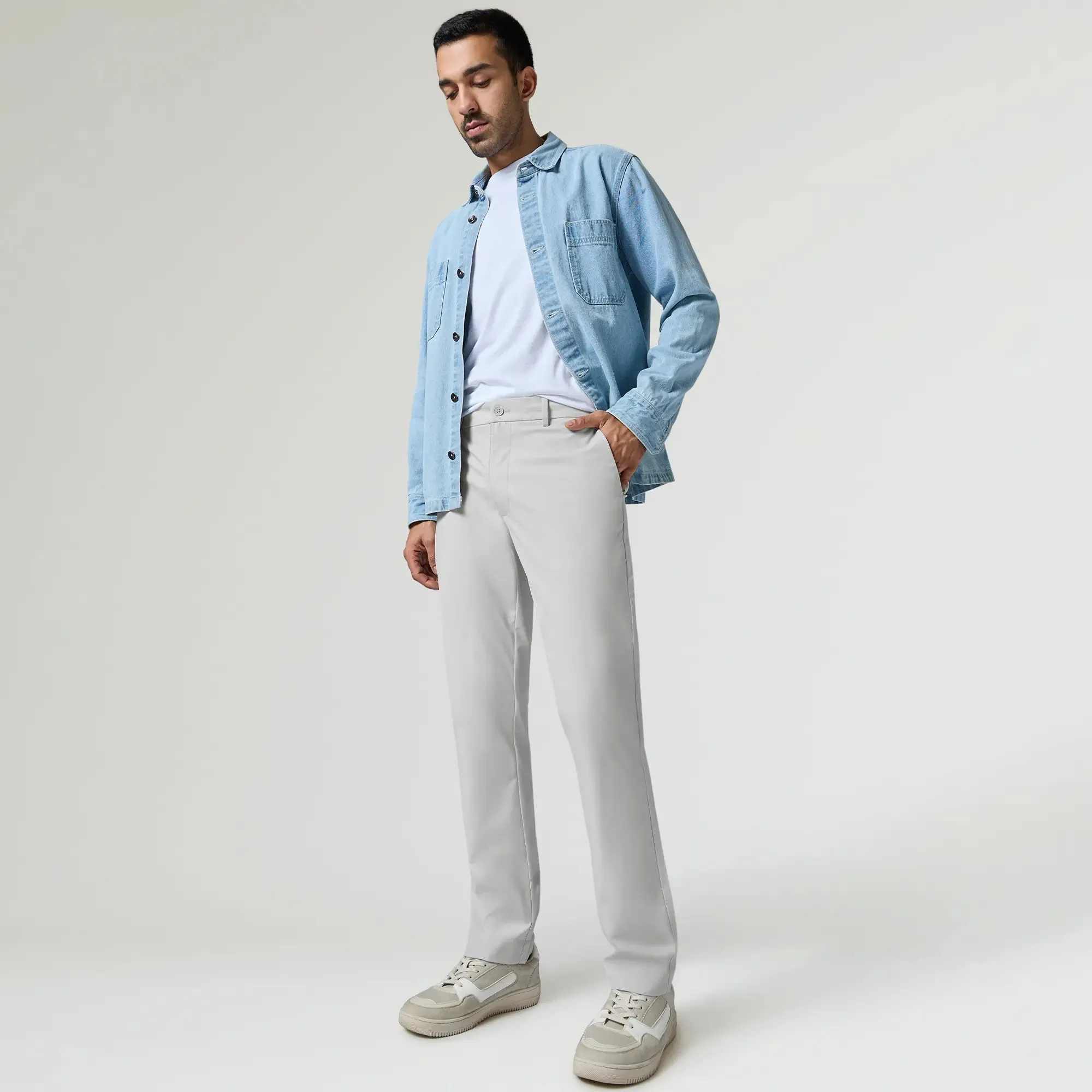KINETIC: Soft Stretch Pants - Slim Fit Chrome White