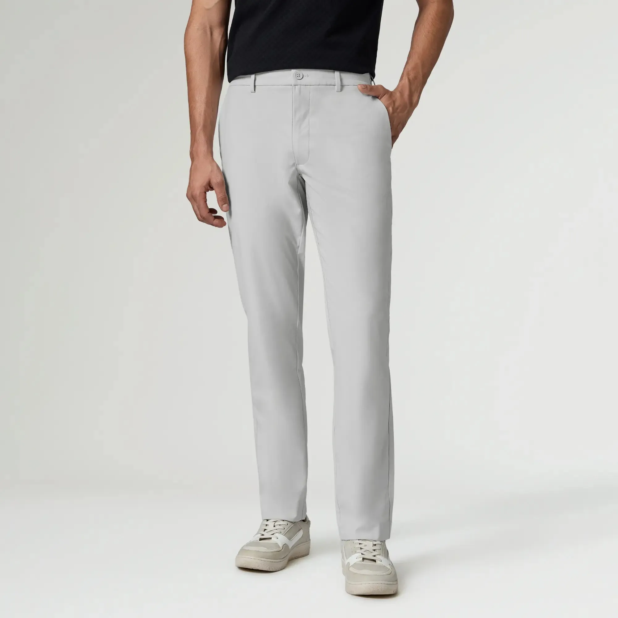 KINETIC: Soft Stretch Pants - Slim Fit Chrome White