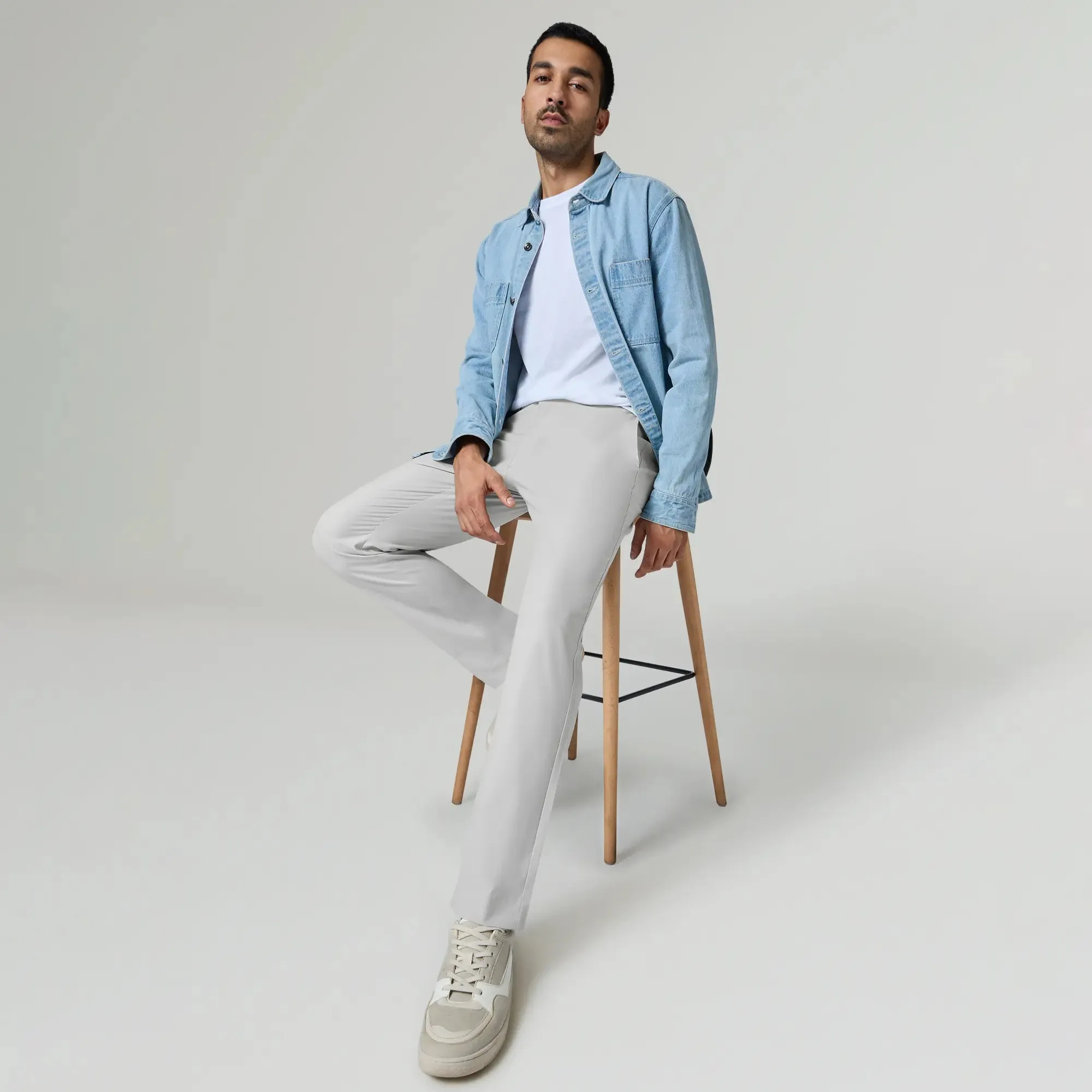 KINETIC: Soft Stretch Pants - Slim Fit Chrome White
