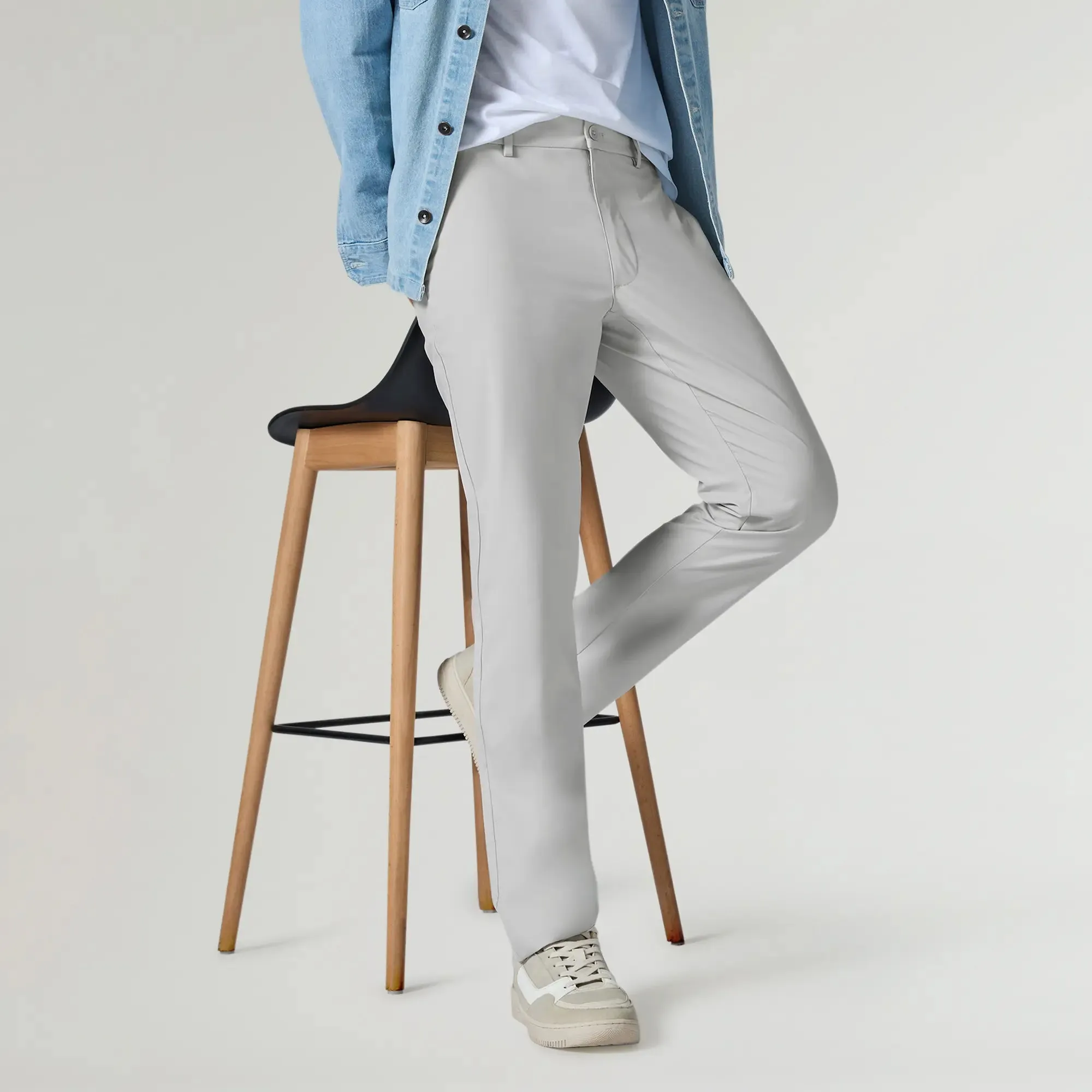 KINETIC: Soft Stretch Pants - Slim Fit Chrome White
