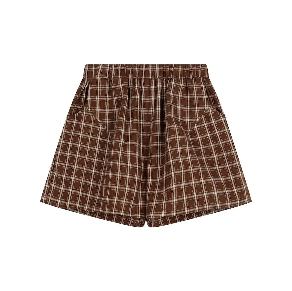 LENN LABEL CHECK SHORT: CHOCOLATE