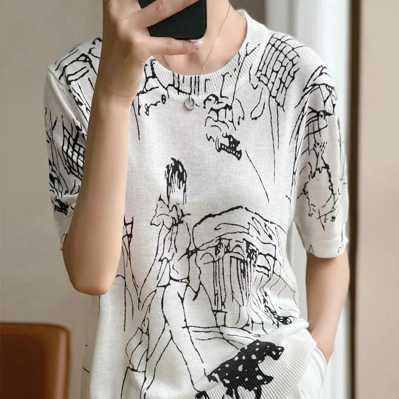 Lightweight Print Design Pull-over Sweaters - Ailime Designs