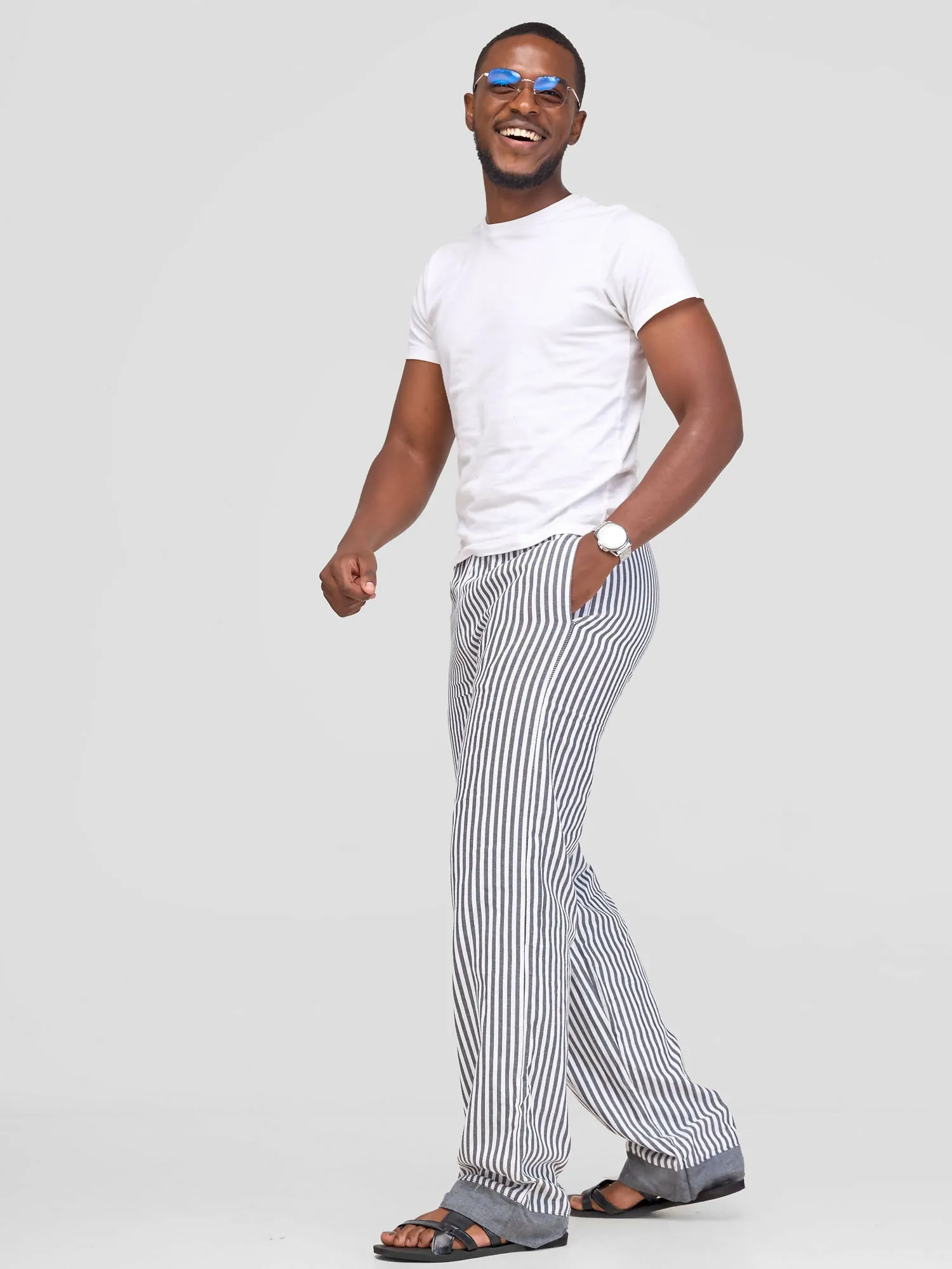 Liquid Lemn Striped Kikoy Lounging Pants - Grey