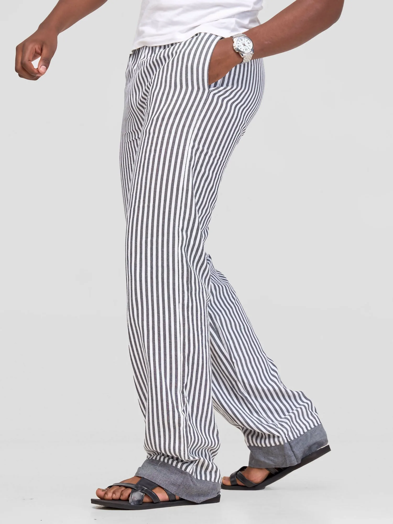 Liquid Lemn Striped Kikoy Lounging Pants - Grey