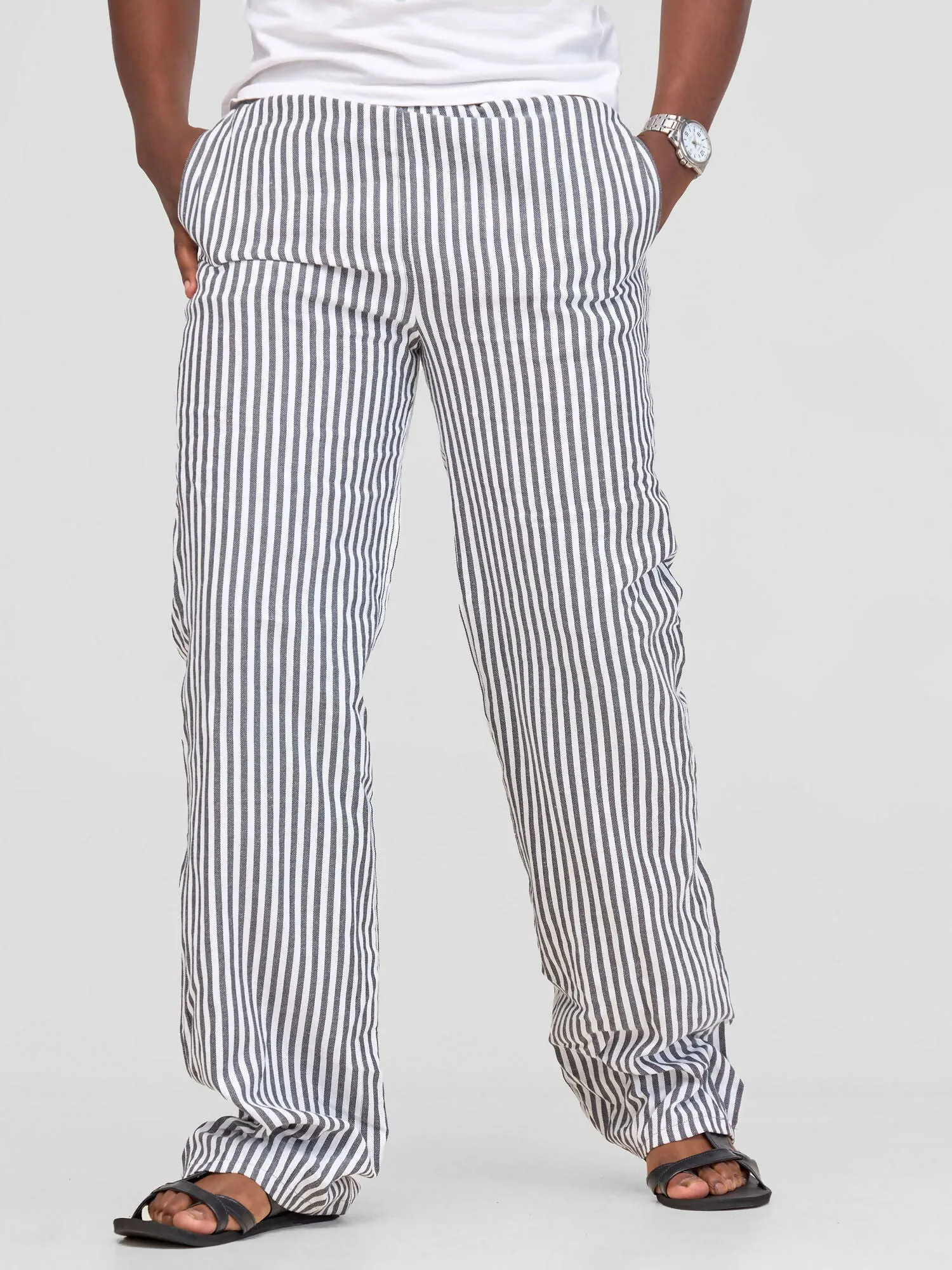 Liquid Lemn Striped Kikoy Lounging Pants - Grey