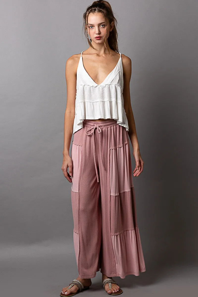 Mauve Pink Soft Patchwork Pants