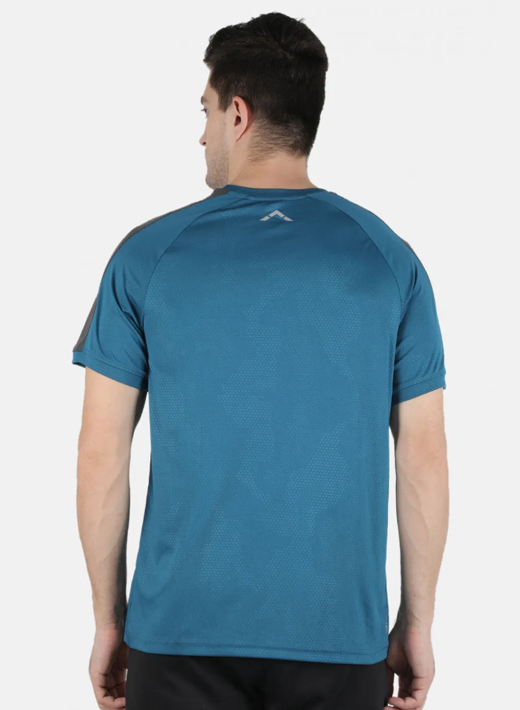 Men Blue Plain Round Neck T-Shirt