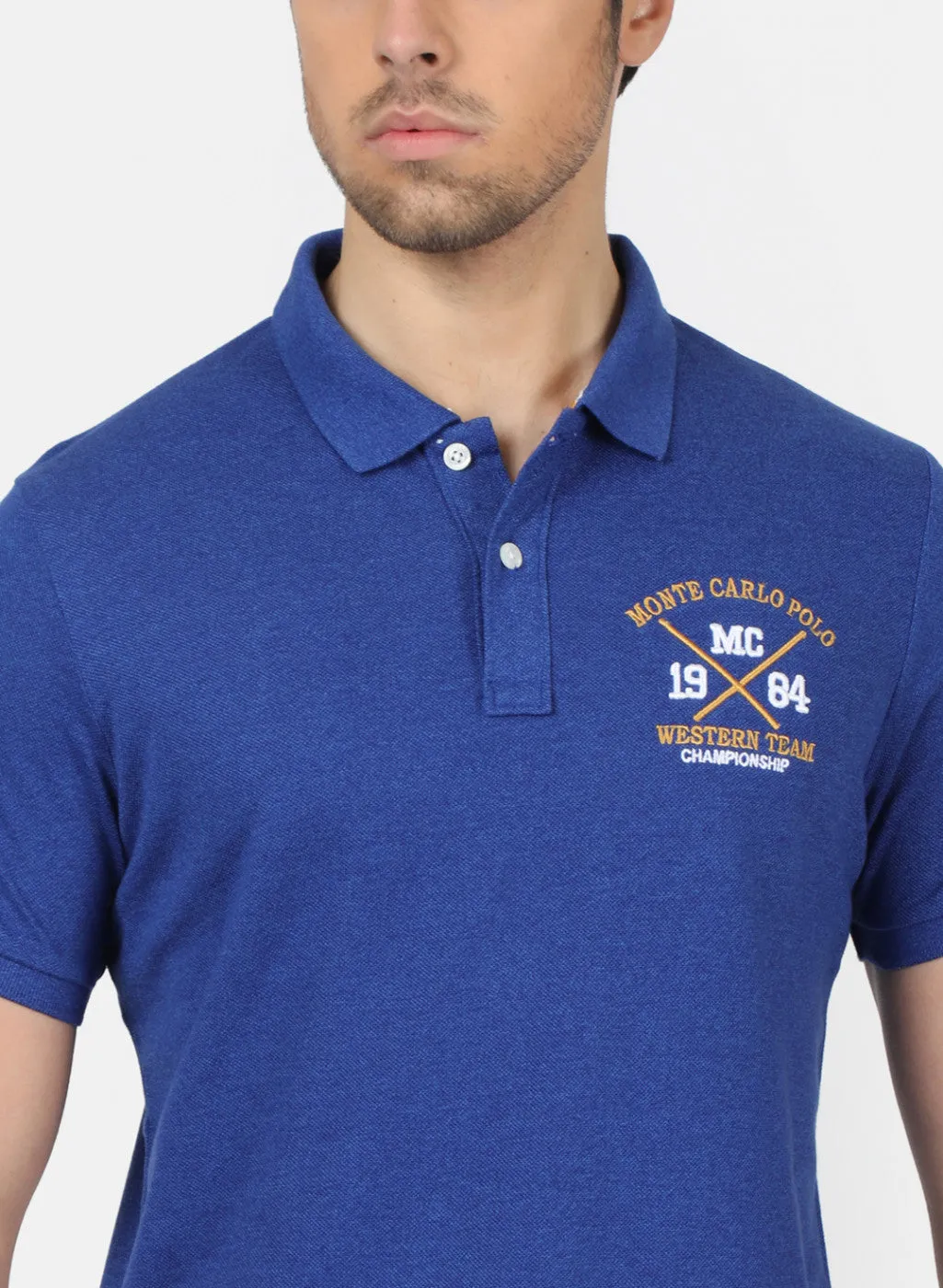 Men Blue Plain T-Shirts