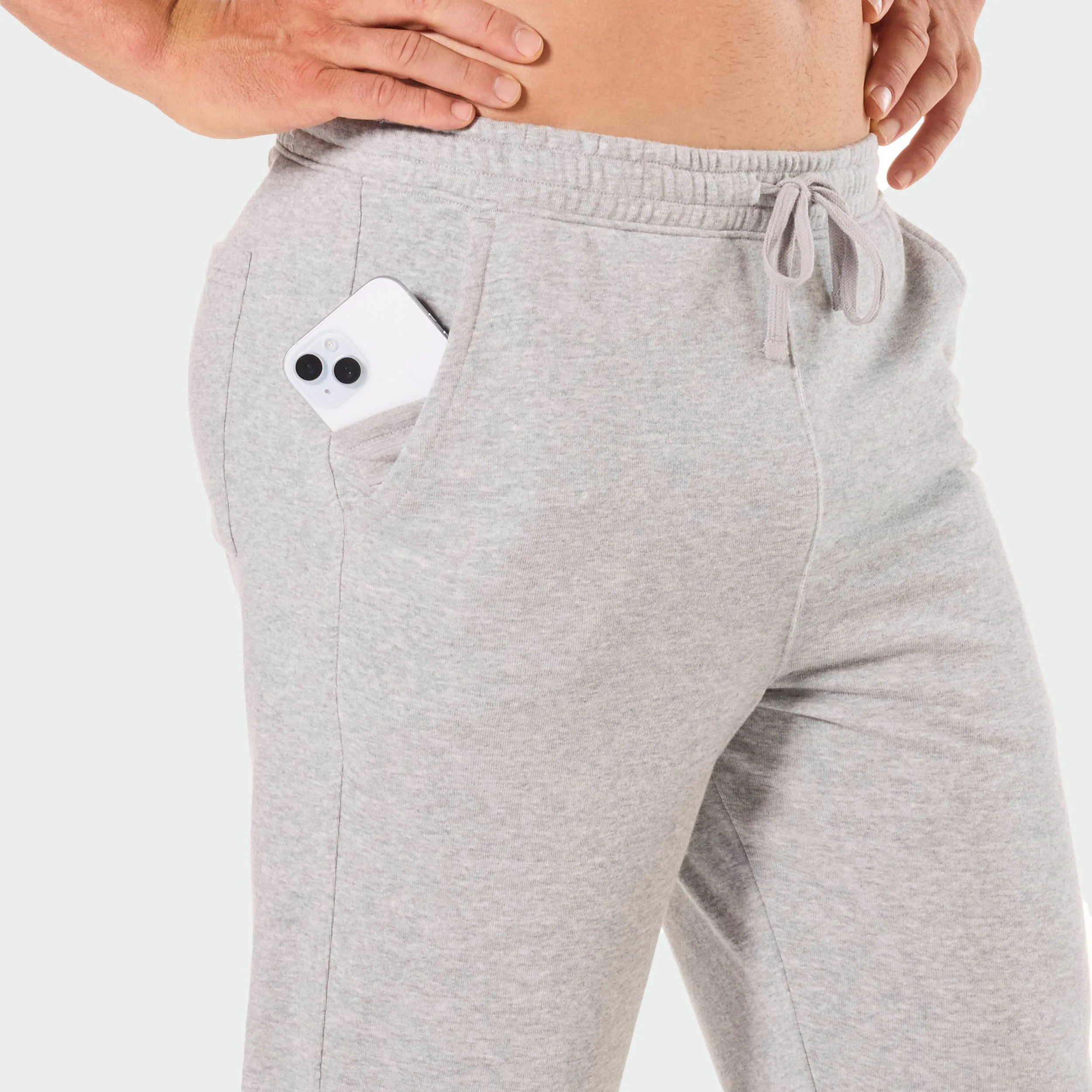 Mens Relaxed Cotton French Terry Sleep Pants - Grey Marle