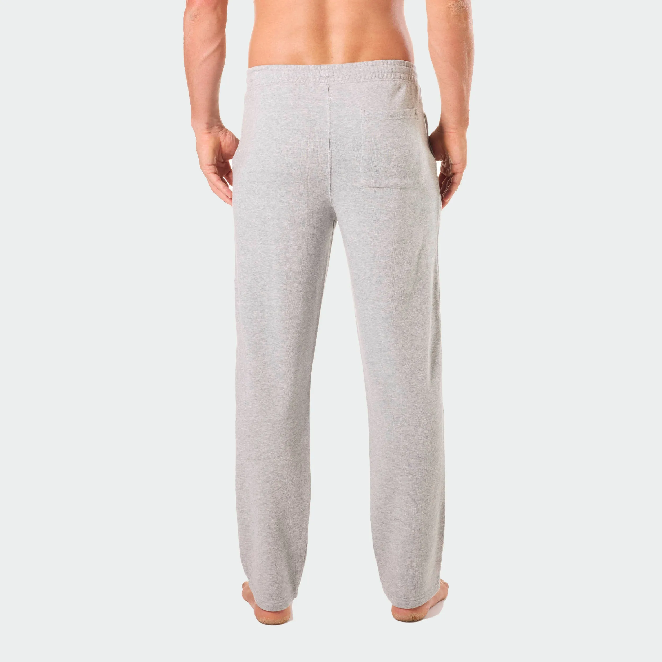 Mens Relaxed Cotton French Terry Sleep Pants - Grey Marle