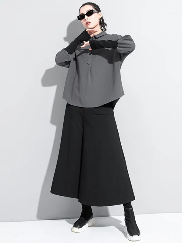 Original Split-Joint Gray&Black Polo Shirt Tops