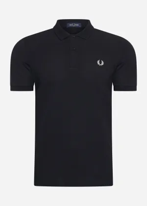 Plain fred perry shirt - black silk peach
