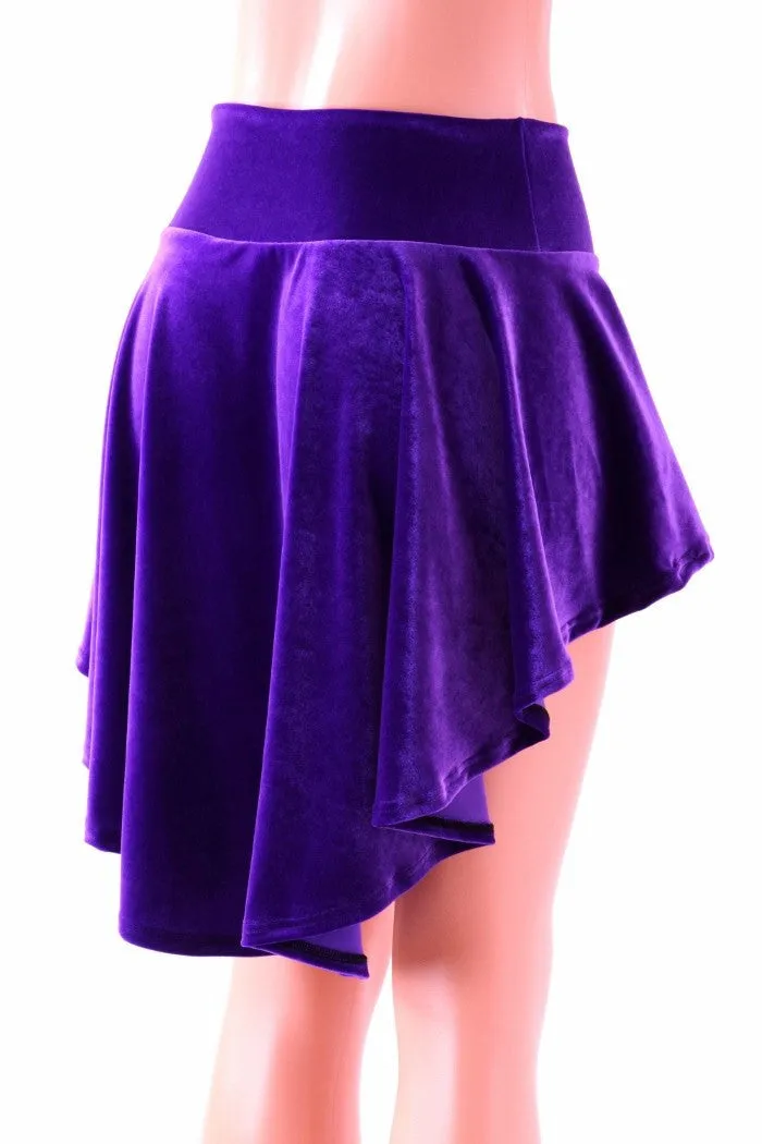 Purple Velvet Hi-Lo Mini Skirt
