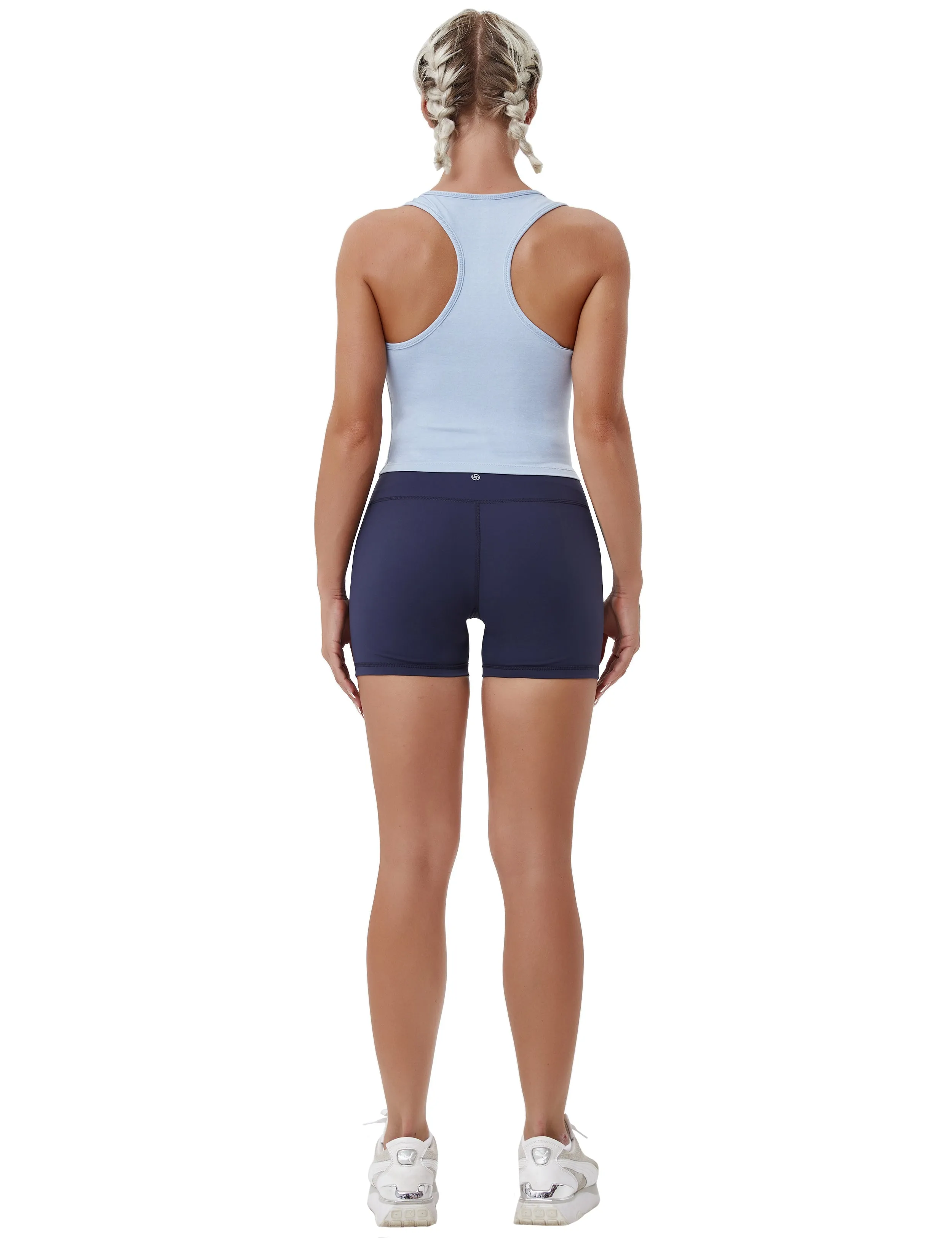 Racerback Athletic Crop Tank Tops heatherblue_Plus Size
