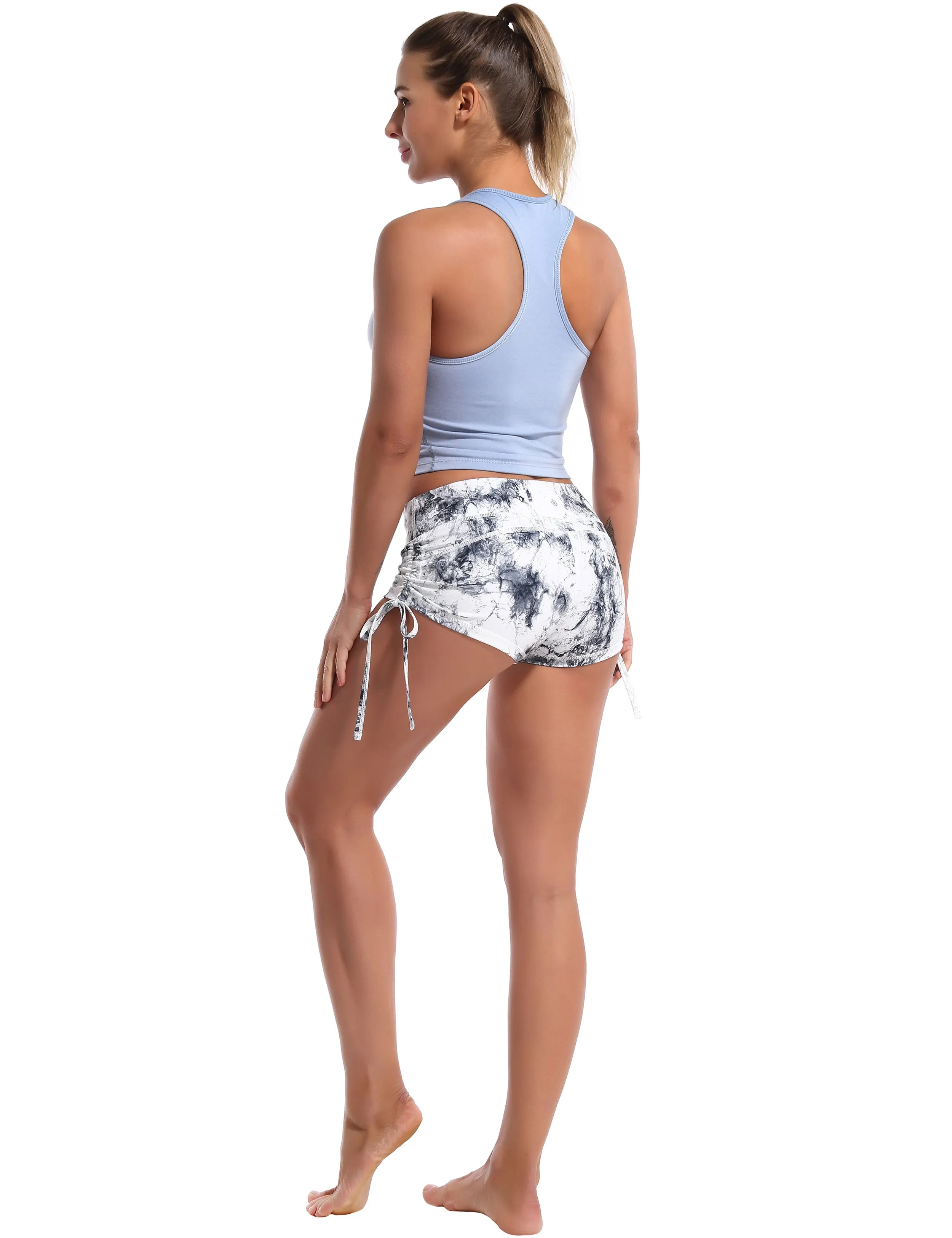 Racerback Athletic Crop Tank Tops heatherblue_Plus Size