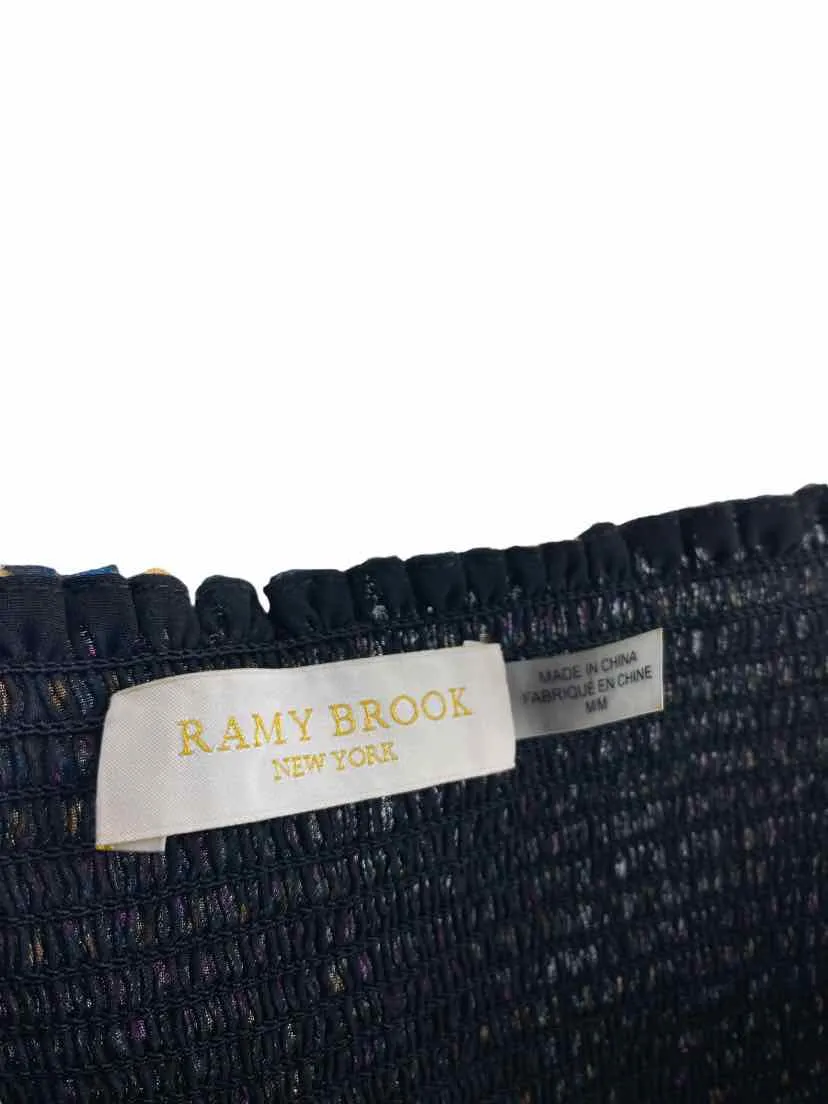 Ramy Brook, Women's Smocked Tiered Silk Skirt, Black/Multi, Size M
