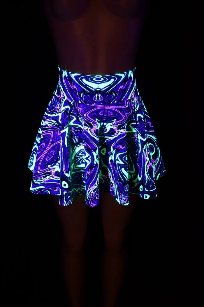 Ready to Ship Neon Melt UV GLOW Mini Rave Skirt Medium