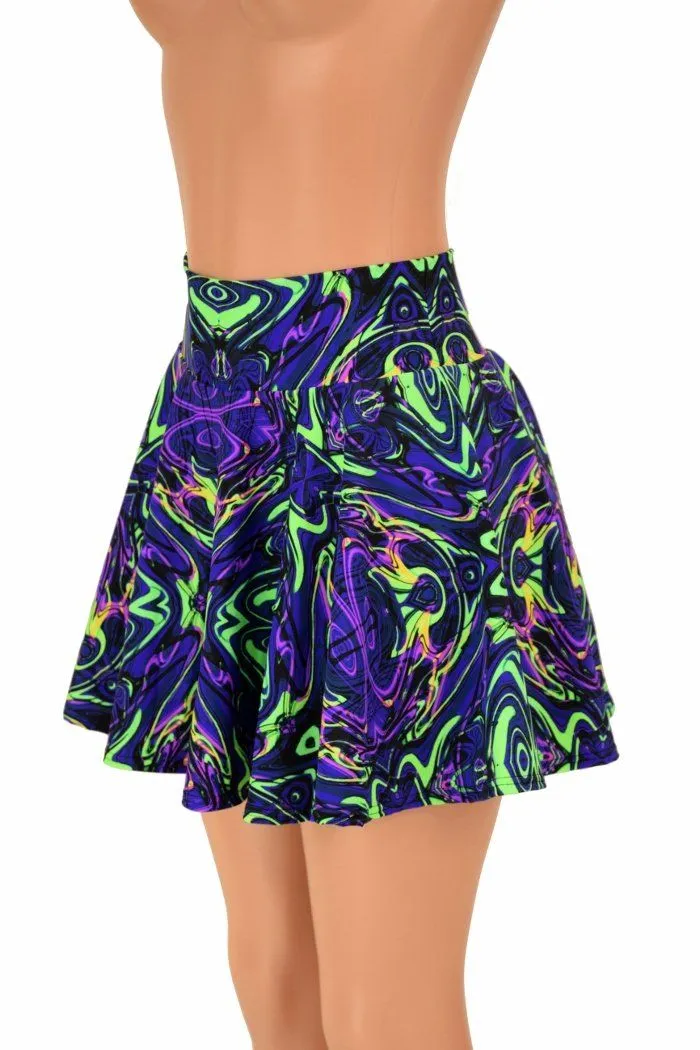 Ready to Ship Neon Melt UV GLOW Mini Rave Skirt Medium