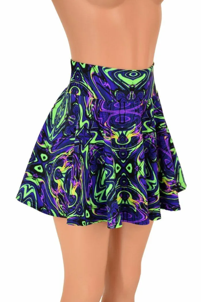 Ready to Ship Neon Melt UV GLOW Mini Rave Skirt Medium