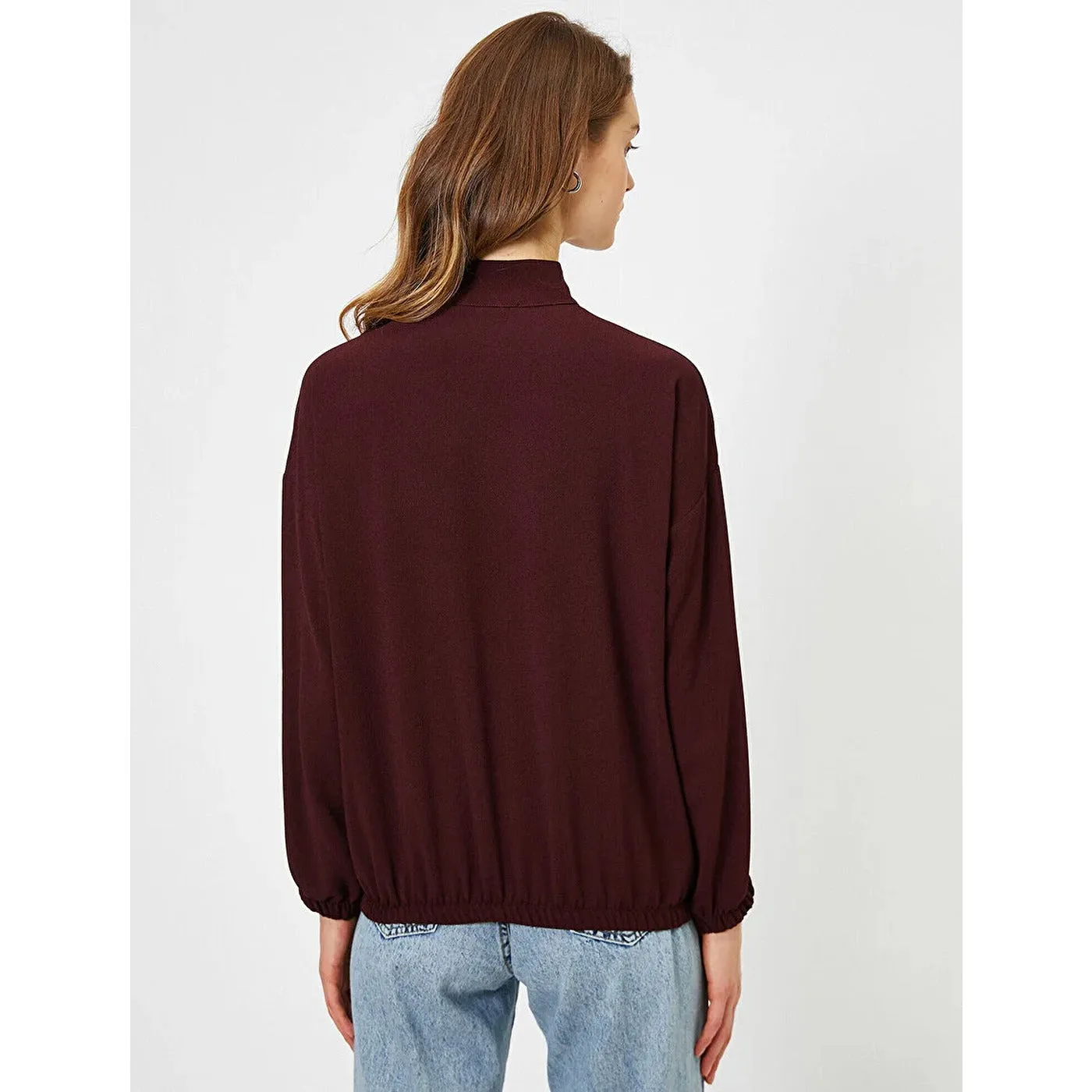 Red Button Detailed Blouse
