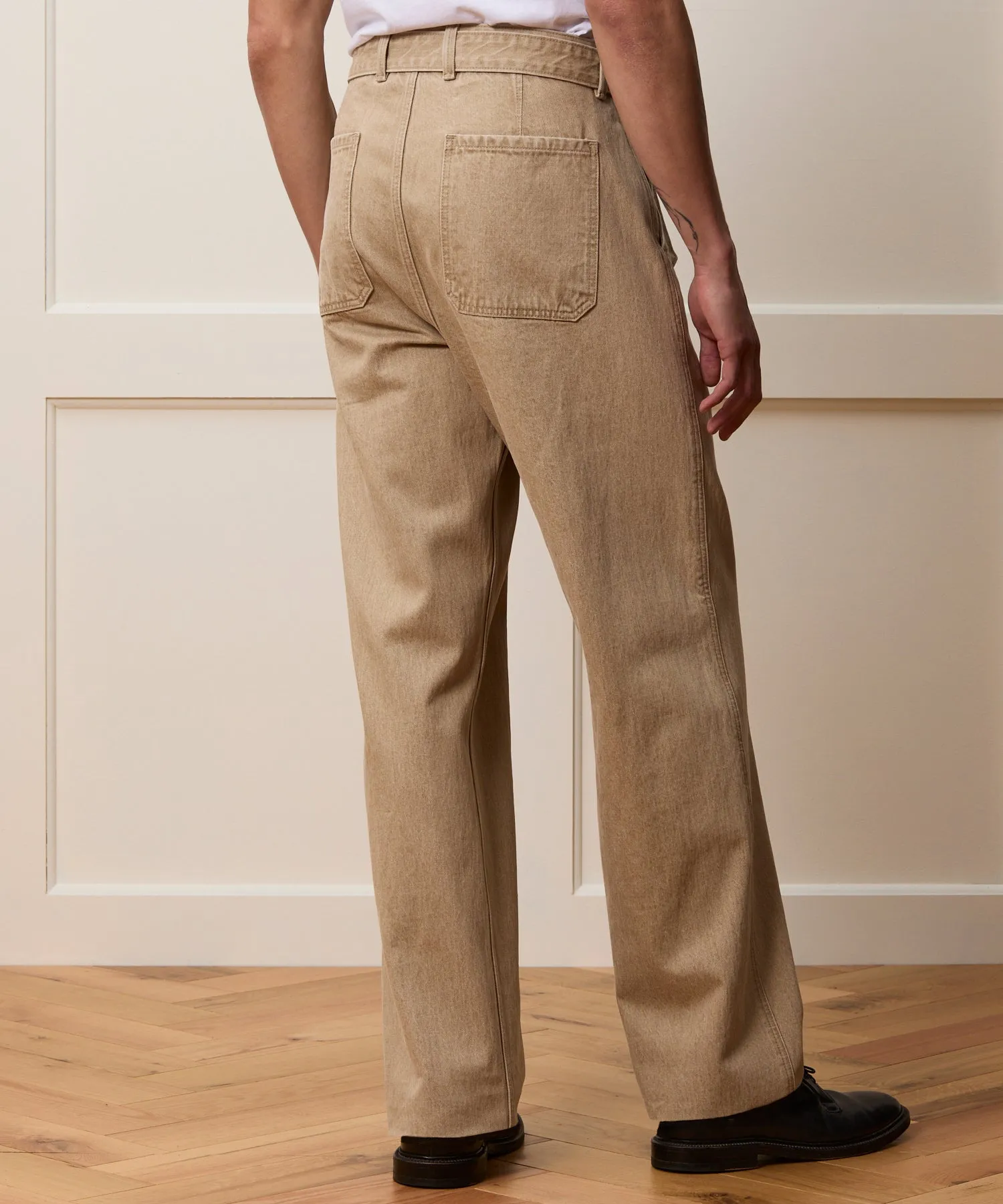 Relaxed Self Belted Denim Pant