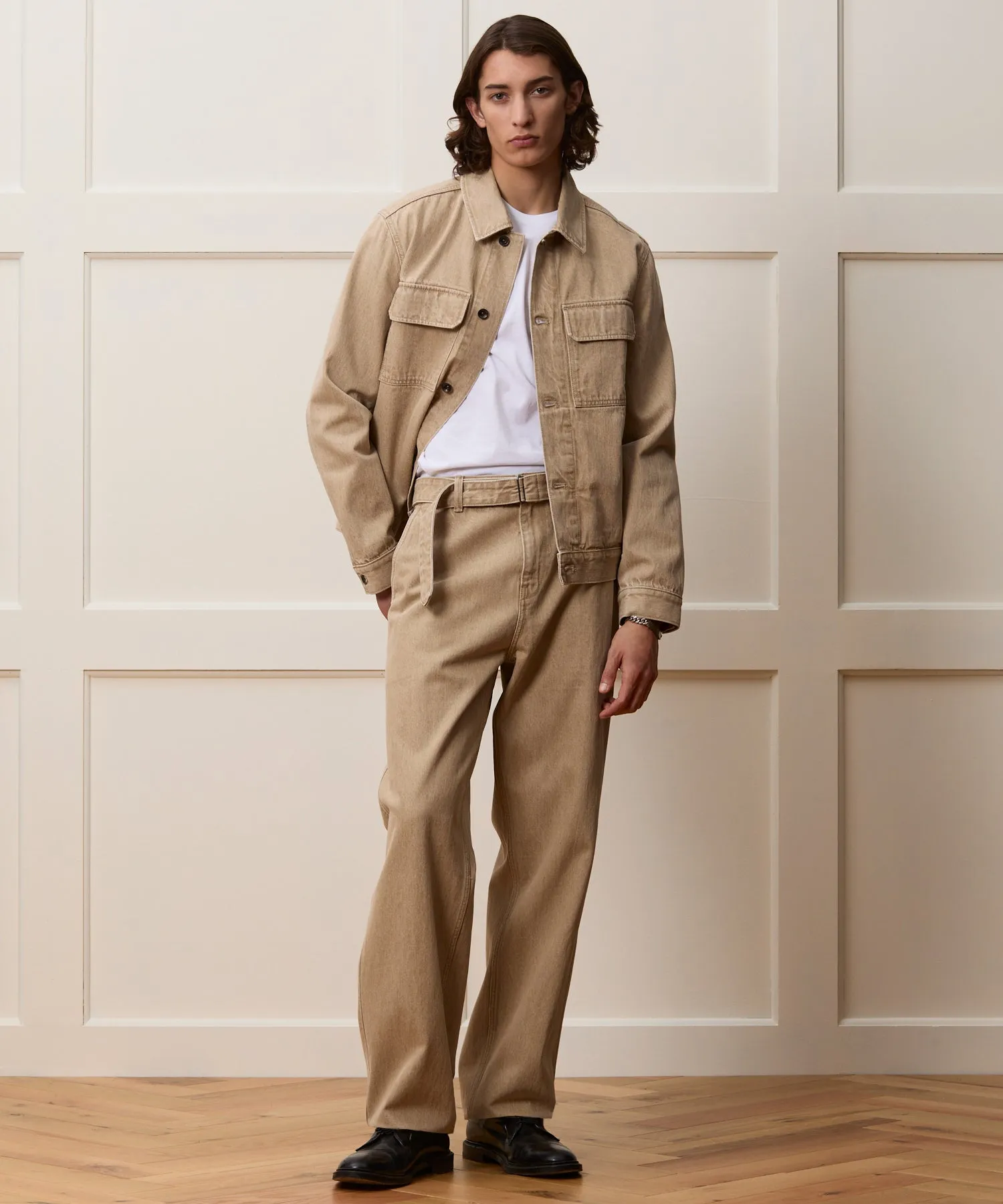 Relaxed Self Belted Denim Pant