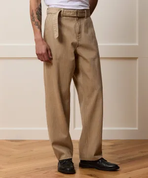 Relaxed Self Belted Denim Pant