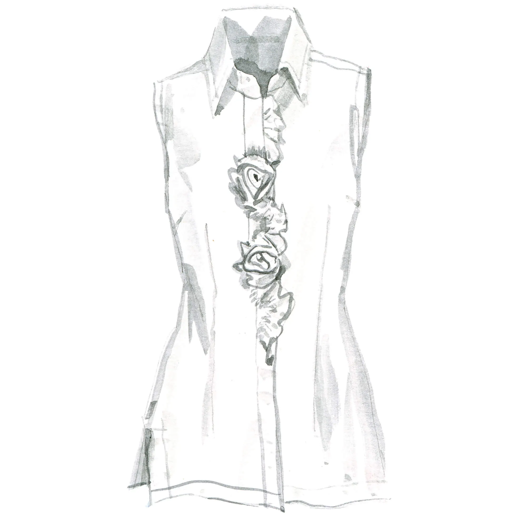 Rosette Button Blouse