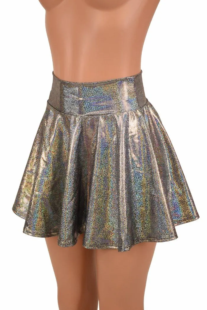Silver Holographic Rave Mini Skirt