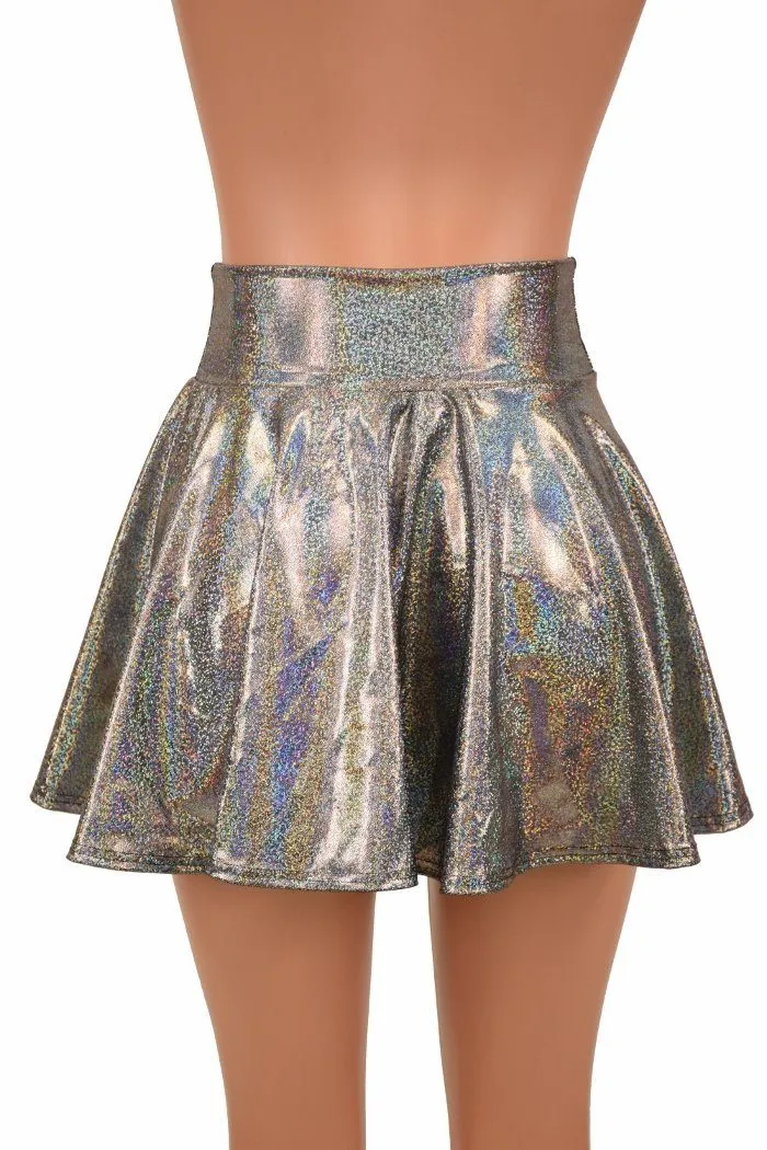 Silver Holographic Rave Mini Skirt