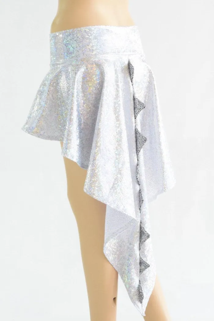 Silver on White Shattered Glass Dragon Tail Skirt