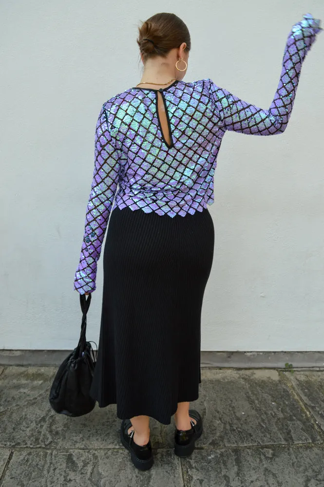 Stella Nova Seductive Purple Sequins Blouse