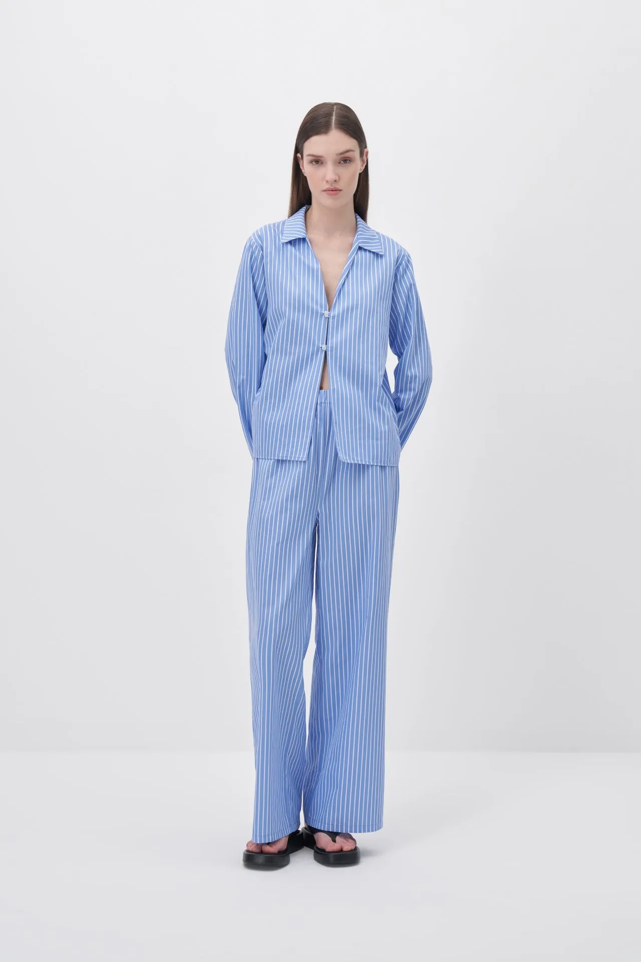 Striped Straight Cut Relaxed Pants