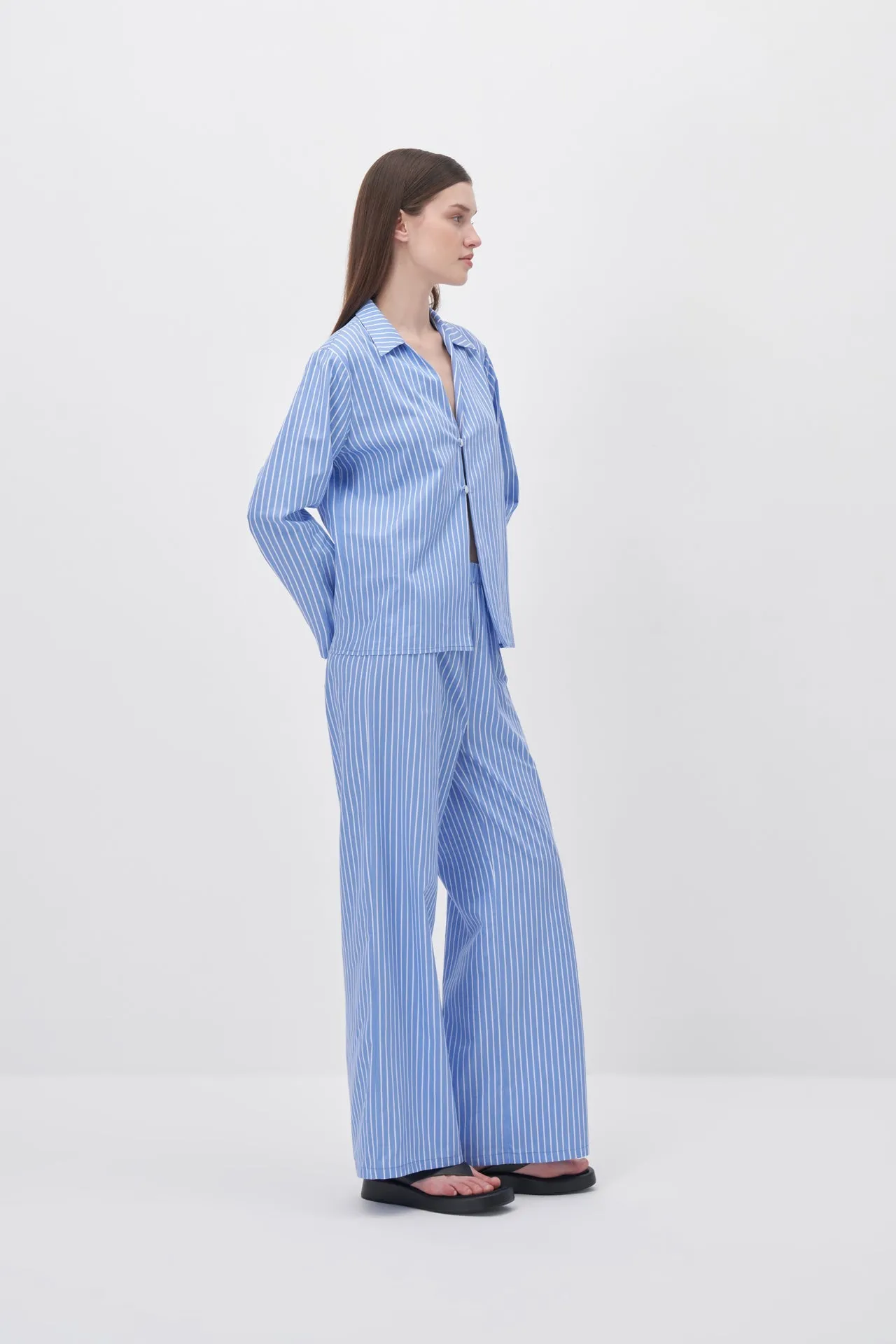 Striped Straight Cut Relaxed Pants