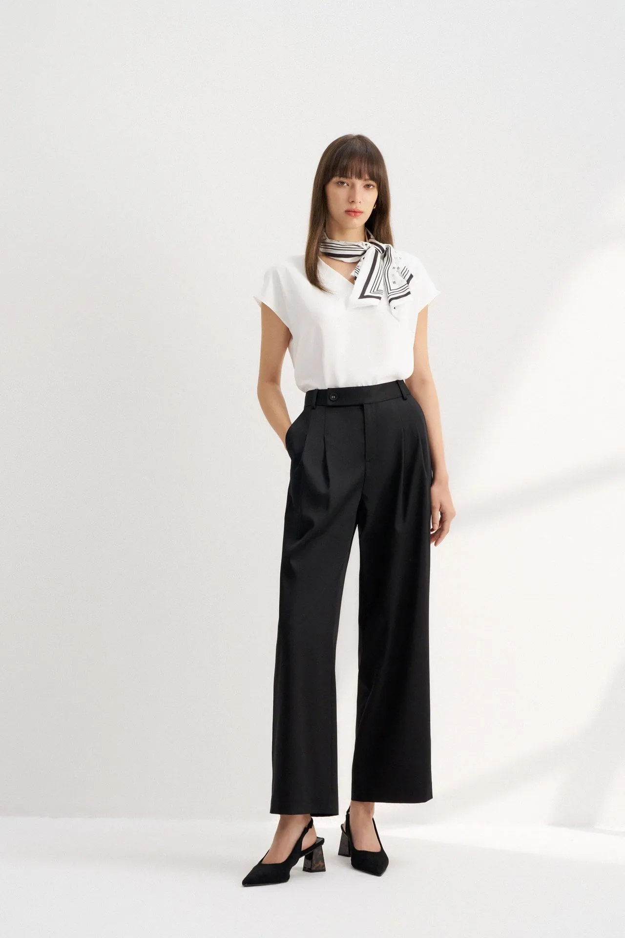Tencel Satin Relaxed Straight Leg Pants