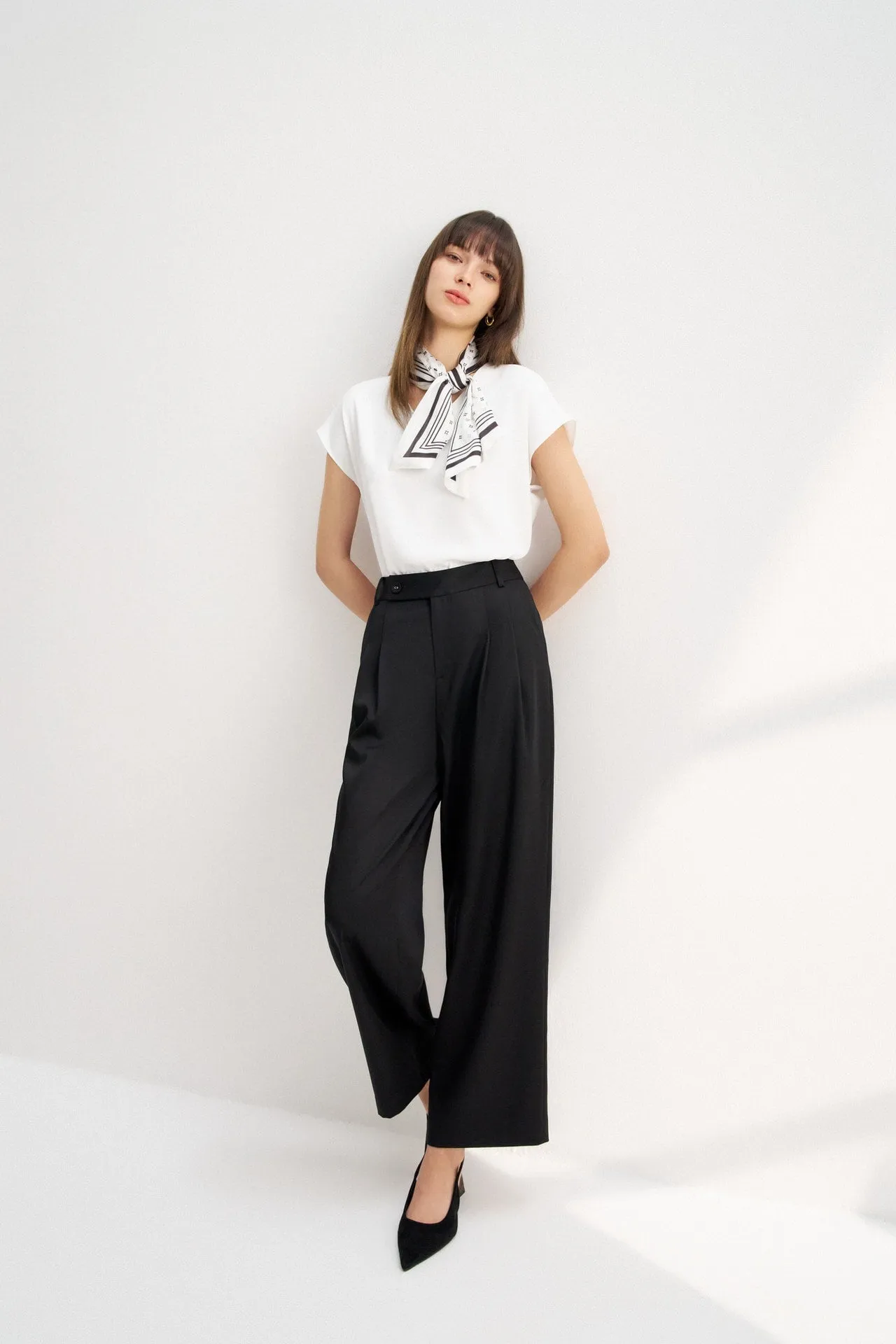 Tencel Satin Relaxed Straight Leg Pants