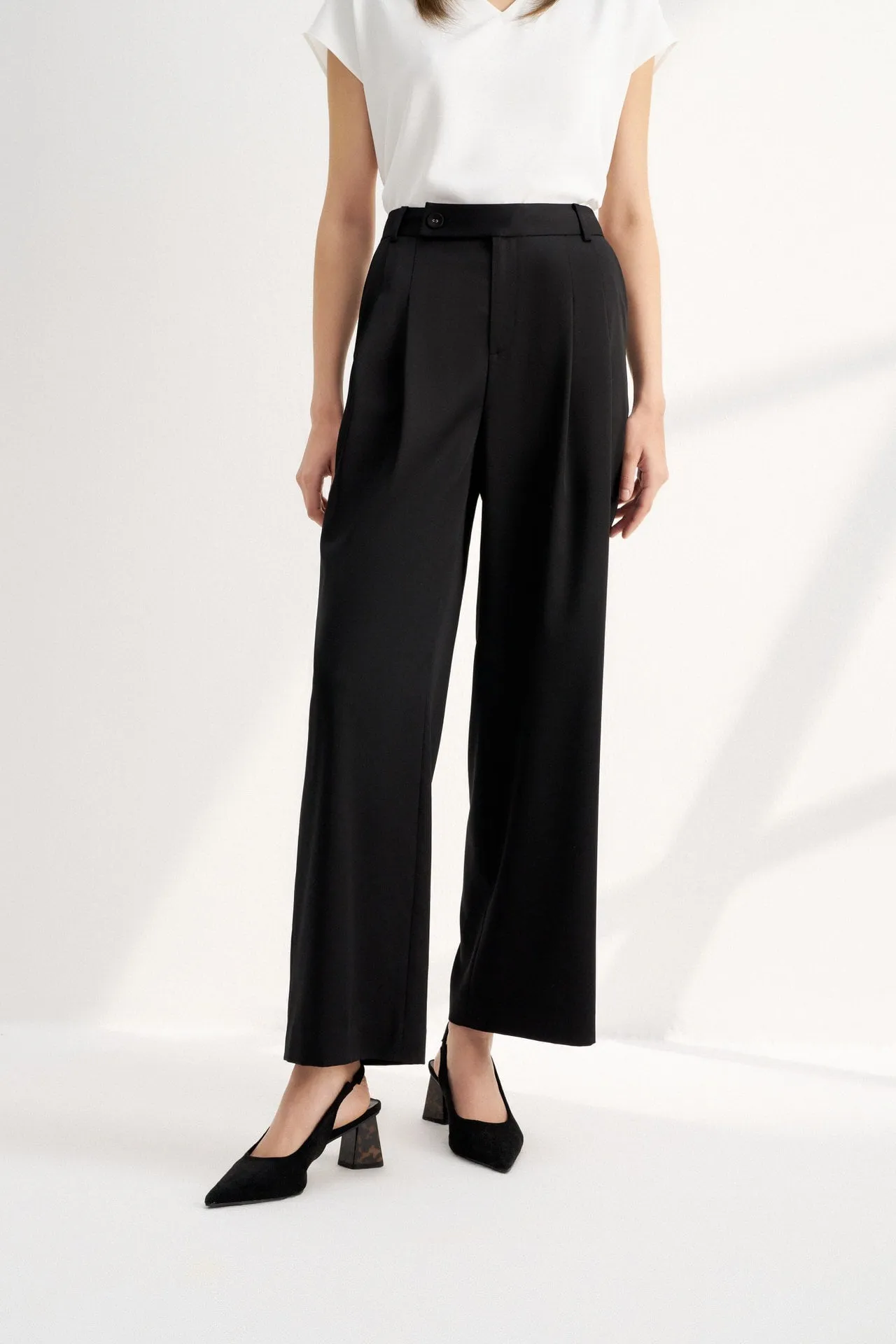 Tencel Satin Relaxed Straight Leg Pants