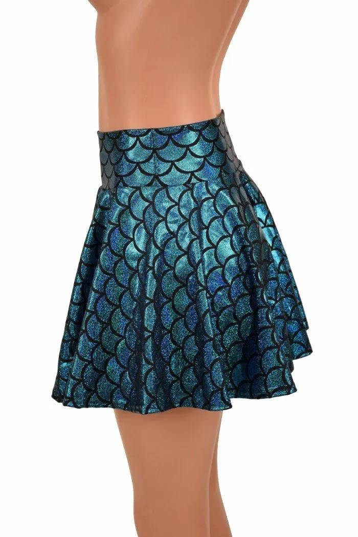 Turquoise Mermaid Mini Rave Skirt