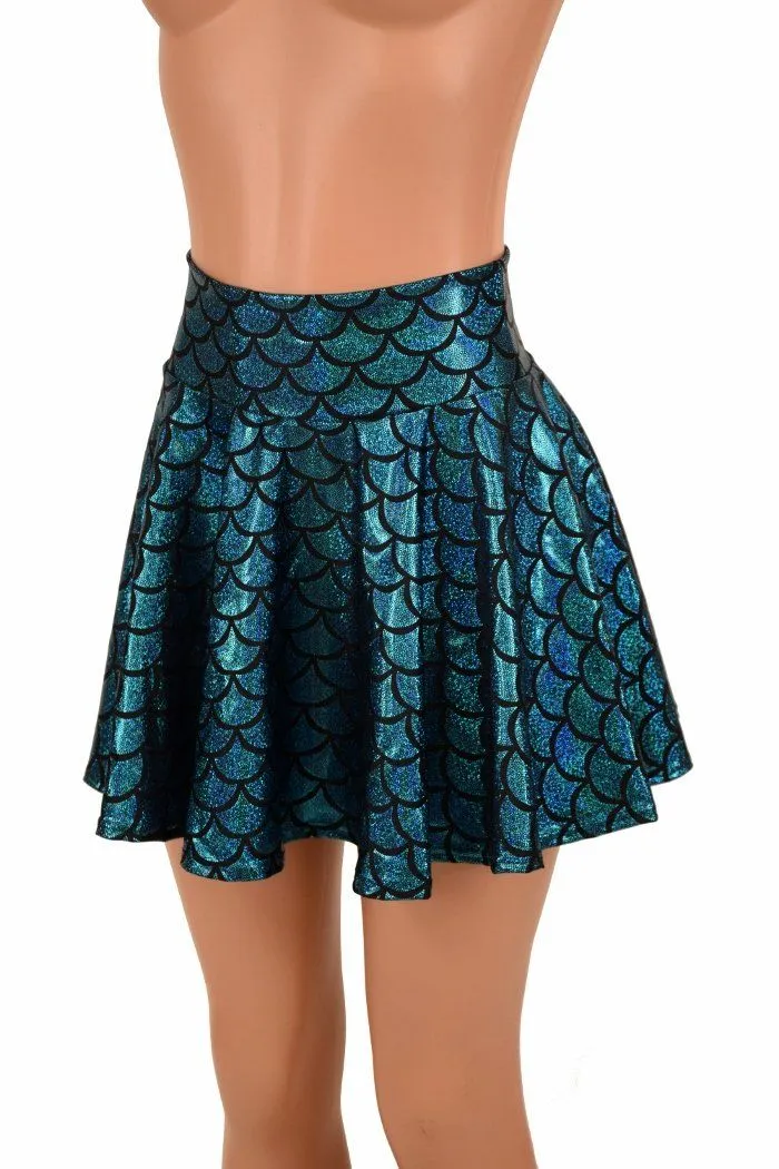 Turquoise Mermaid Mini Rave Skirt