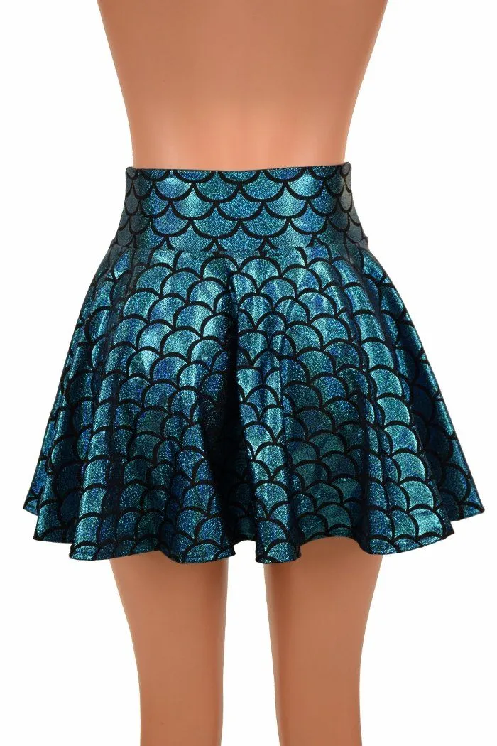 Turquoise Mermaid Mini Rave Skirt