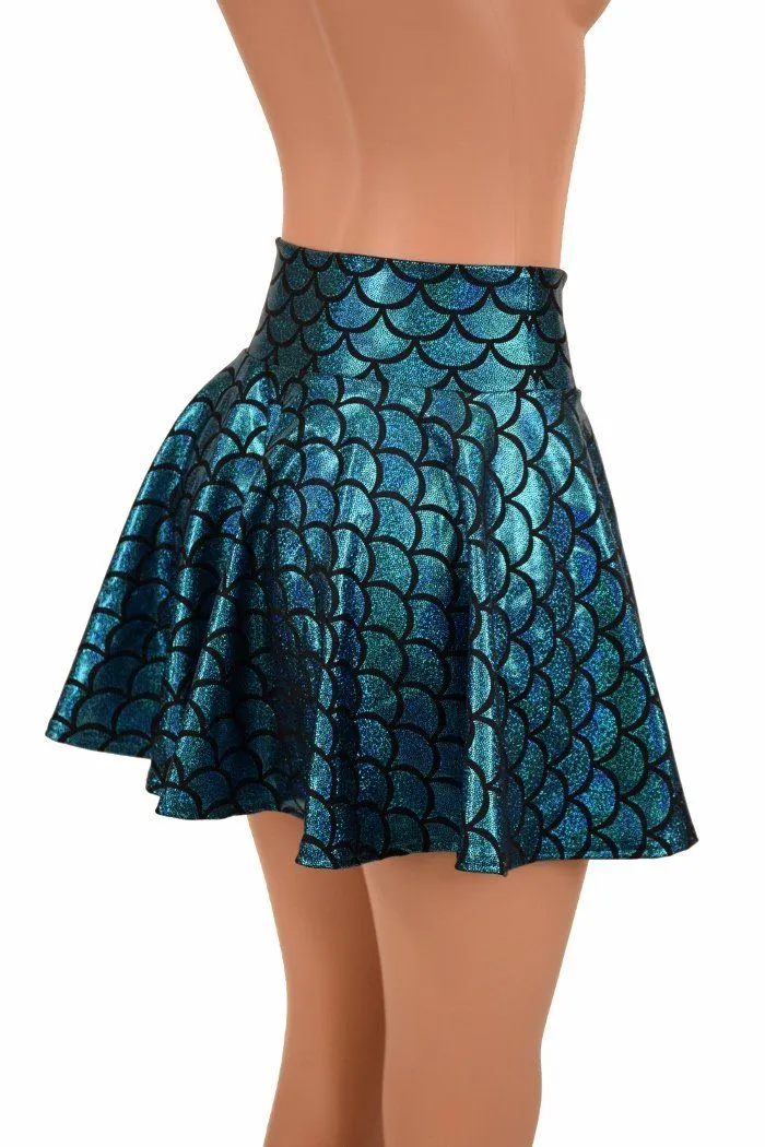 Turquoise Mermaid Mini Rave Skirt