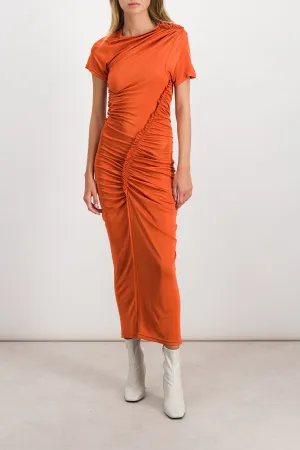 Twisted and draped shiny maxi dress