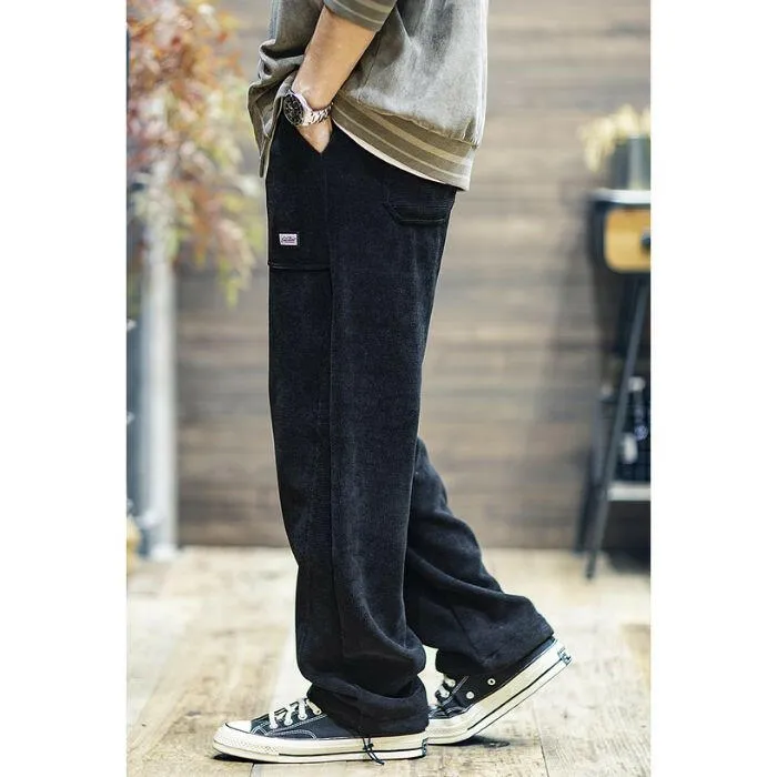 Velvet Drape Straight Loose Casual Wide-legged Pants P0544