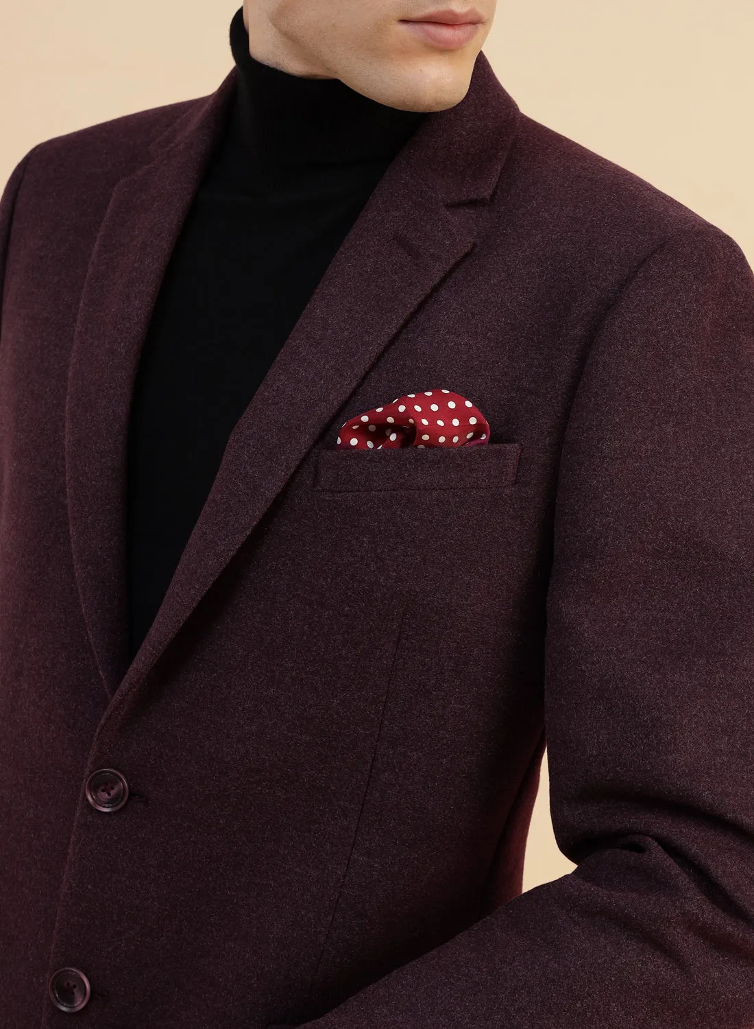 Wine Solid Tweed Jacket