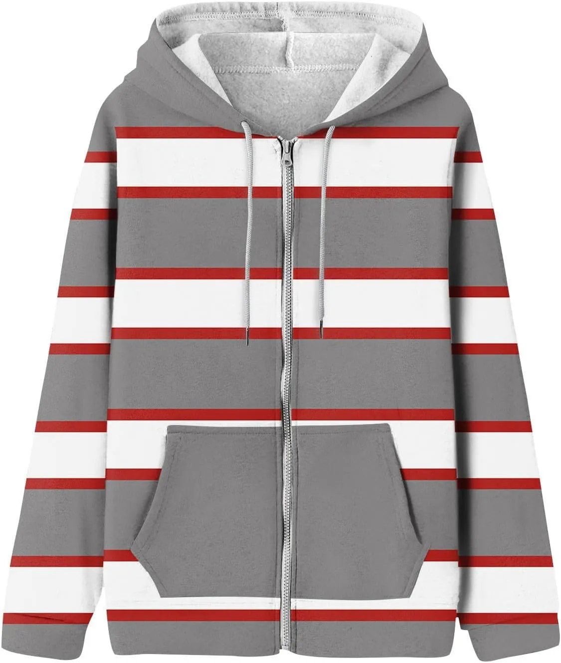 Zip Up Hoodies, Long Sleeve Oversized Full-zip Hoodie Sweatshirts Y2K Jacket Pockets Fall Fashion Clothes